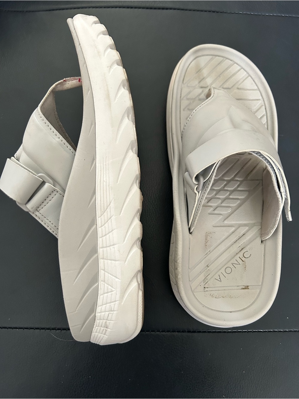 Vionic Off-White Toe-Post Slide Sandals - Picture 2 of 3